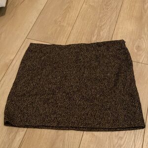 H&M brown tan tweed wool skirt xl